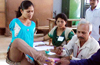 A lady who has used only her toes to vote